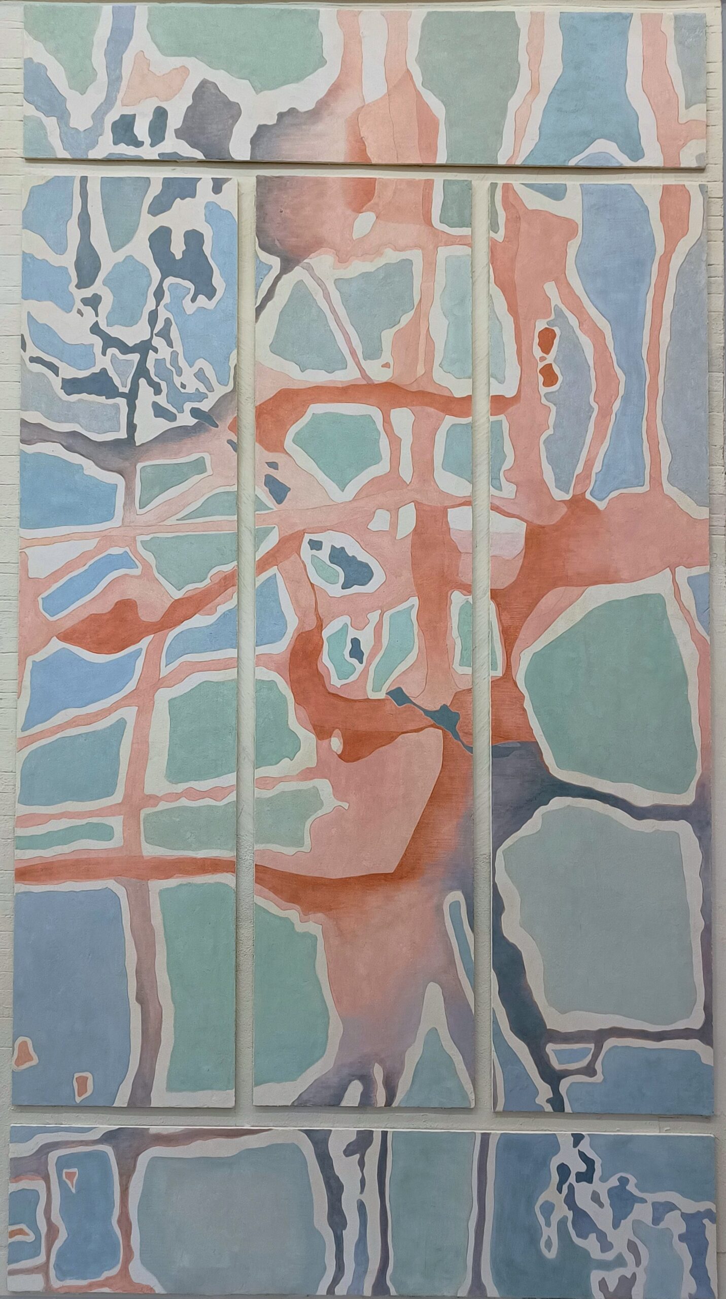 A vertical abstract wall painting