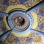 Conservation and reconstruction of the polychrome paintings by Władysław, Leon, and Kazimierz Drapiewski; work carried out as part of a team under the direction of Dr. habil. Sylwester Piędziejewski, 2025. A finished decorative ceiling polychrome in blues, yellows, ochre, and pale greens